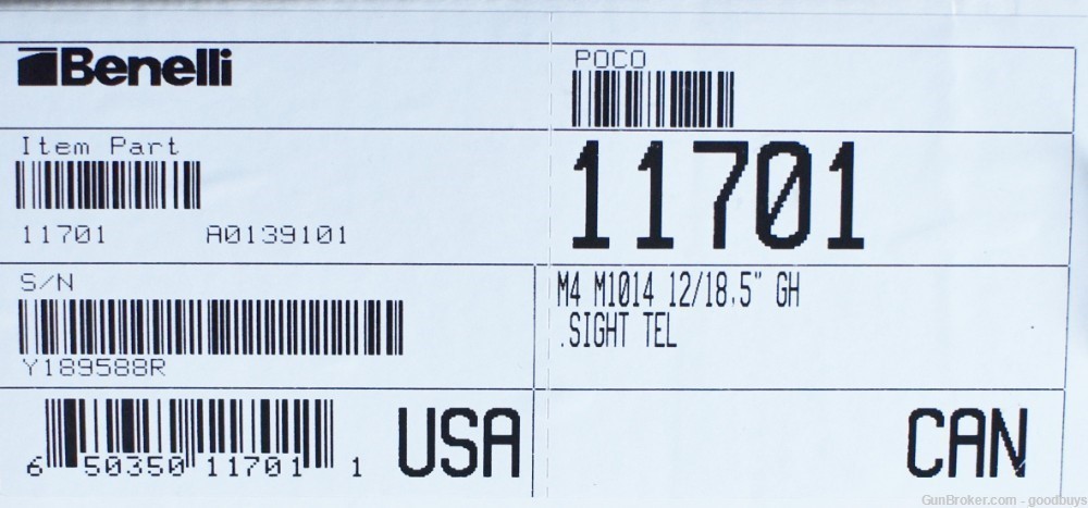 Benelli M1014 Limited Edition 12ga 3" 18.5" Black 5 11701 SKELETONIZED NIB -img-5