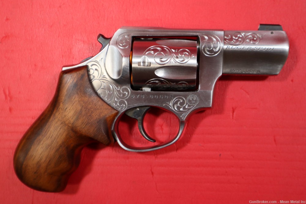 Ruger SP101 Stainless 9mm Engraved Custom Revolver PENNY START Tyler -img-4
