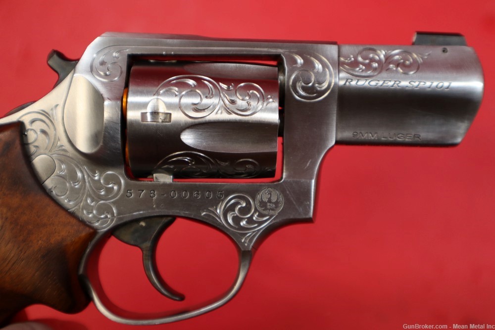 Ruger SP101 Stainless 9mm Engraved Custom Revolver PENNY START Tyler -img-5