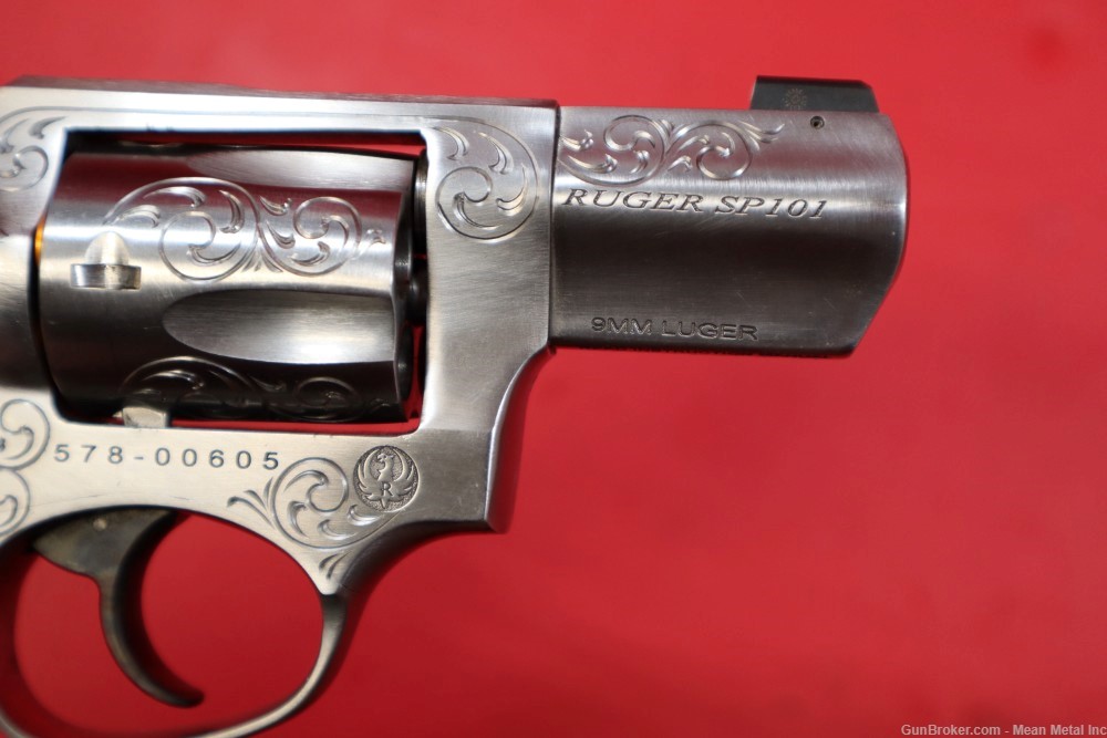 Ruger SP101 Stainless 9mm Engraved Custom Revolver PENNY START Tyler -img-6
