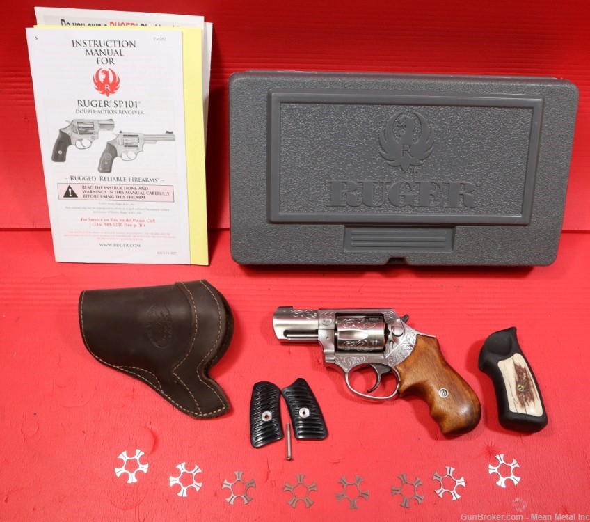 Ruger SP101 Stainless 9mm Engraved Custom Revolver PENNY START Tyler -img-1
