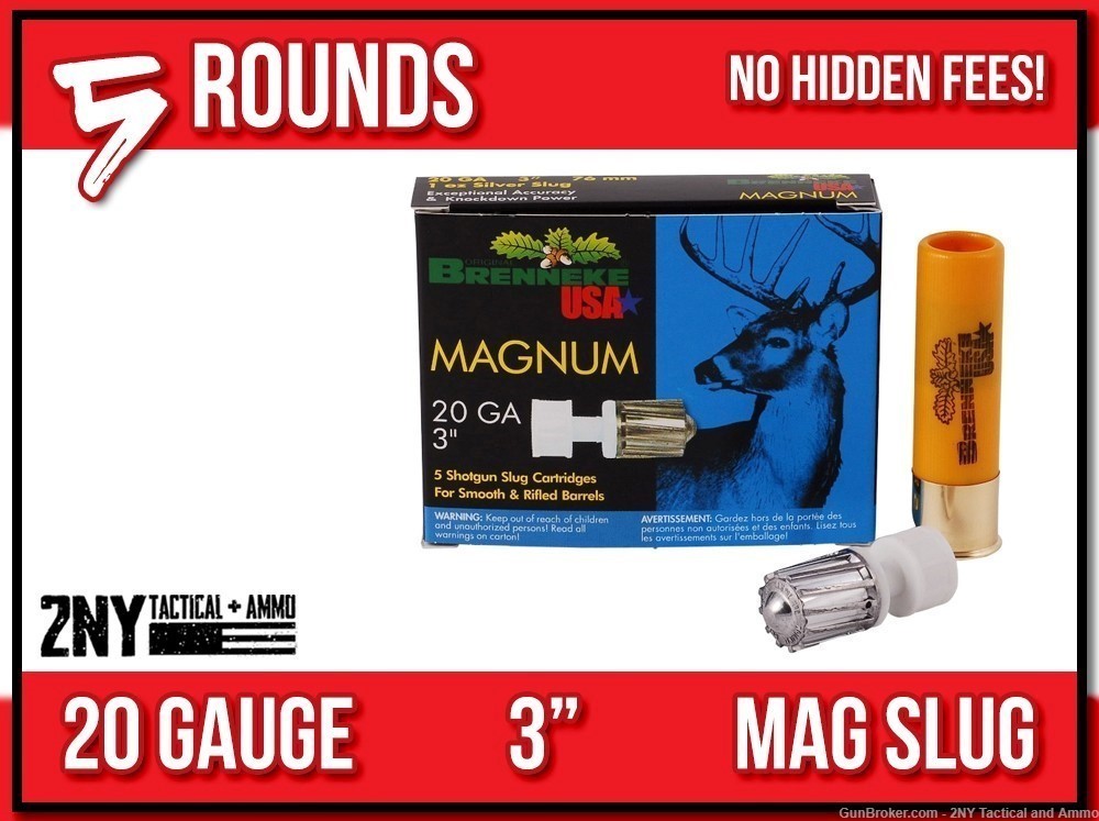 20 Gauge 20 ga 3" Magnum Slug Ammo-img-0