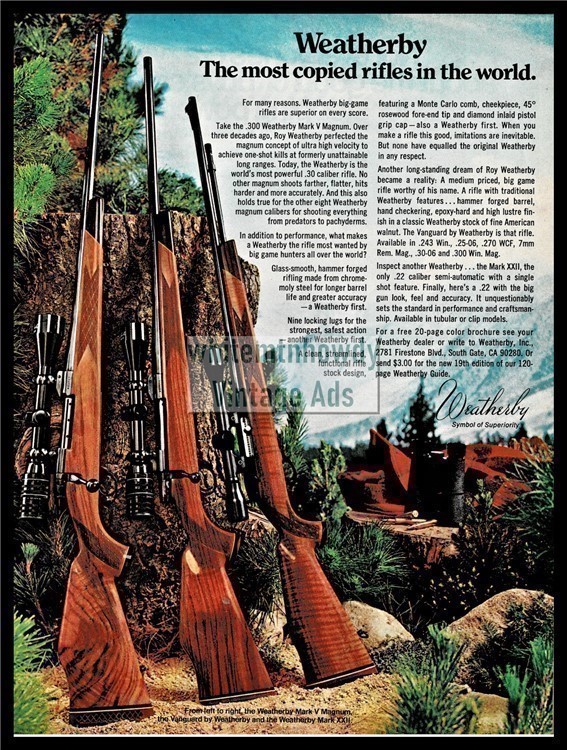 1977 WEATHERBY Mark V Magnum Vanguard and Mark XXII Rifle PRINT AD-img-0