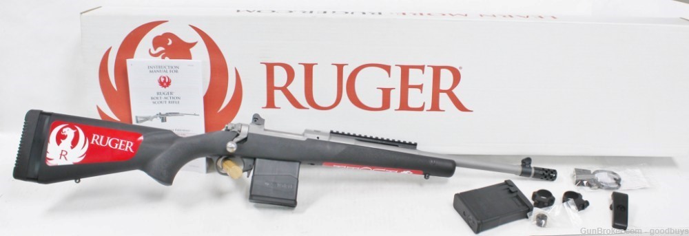 RUGER GUNSITE SCOUT RIFLE 308 WIN M77 MATTE STAINLESS NIB RIFLE 6829-img-0