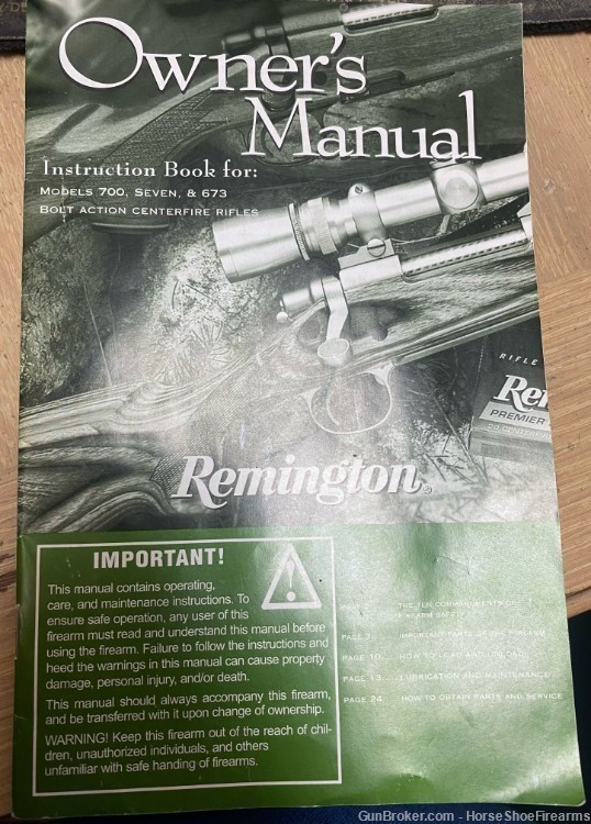 Remington Model 700, Seven & 673 Bolt Action Rifle Owner's Manual-img-0