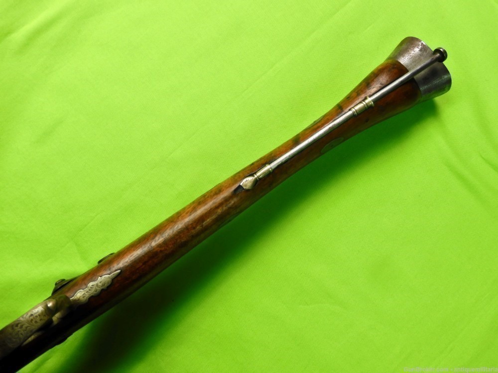 Antique French Damascus Barrel Percussion Blunderbuss Rifle-img-11