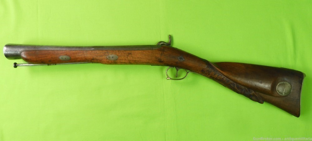 Antique French Damascus Barrel Percussion Blunderbuss Rifle-img-1