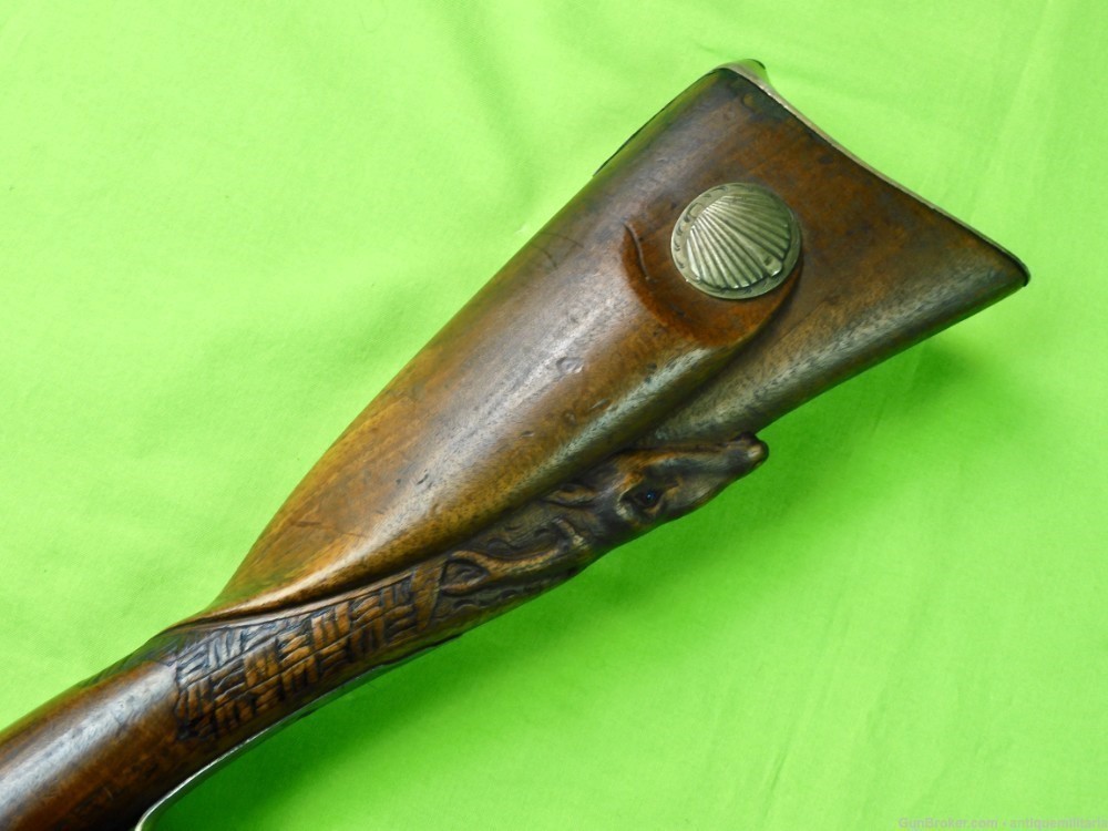 Antique French Damascus Barrel Percussion Blunderbuss Rifle-img-17