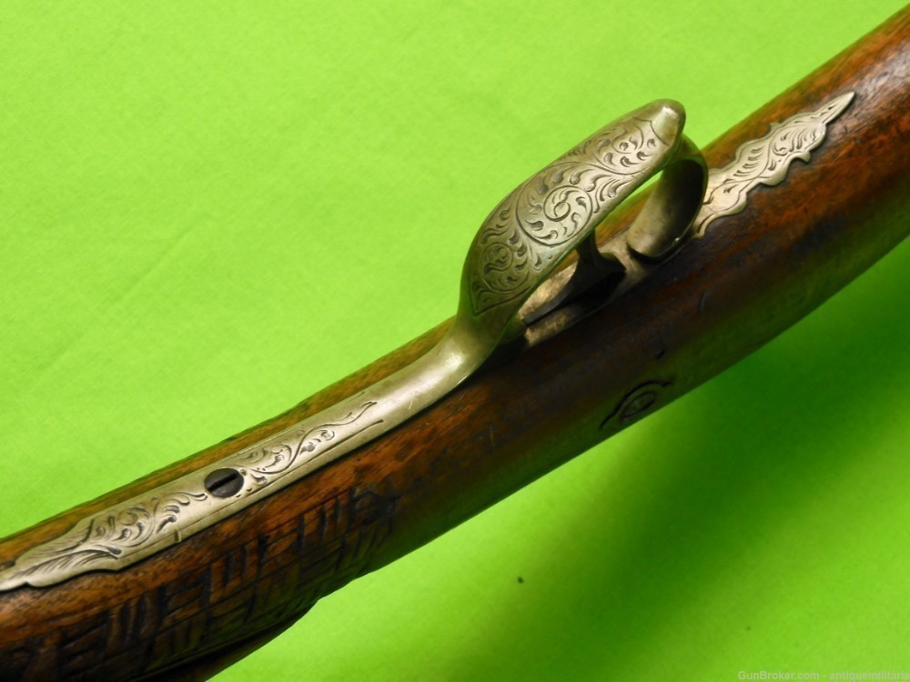Antique French Damascus Barrel Percussion Blunderbuss Rifle-img-9