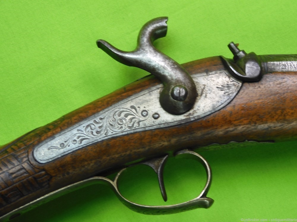 Antique French Damascus Barrel Percussion Blunderbuss Rifle-img-7