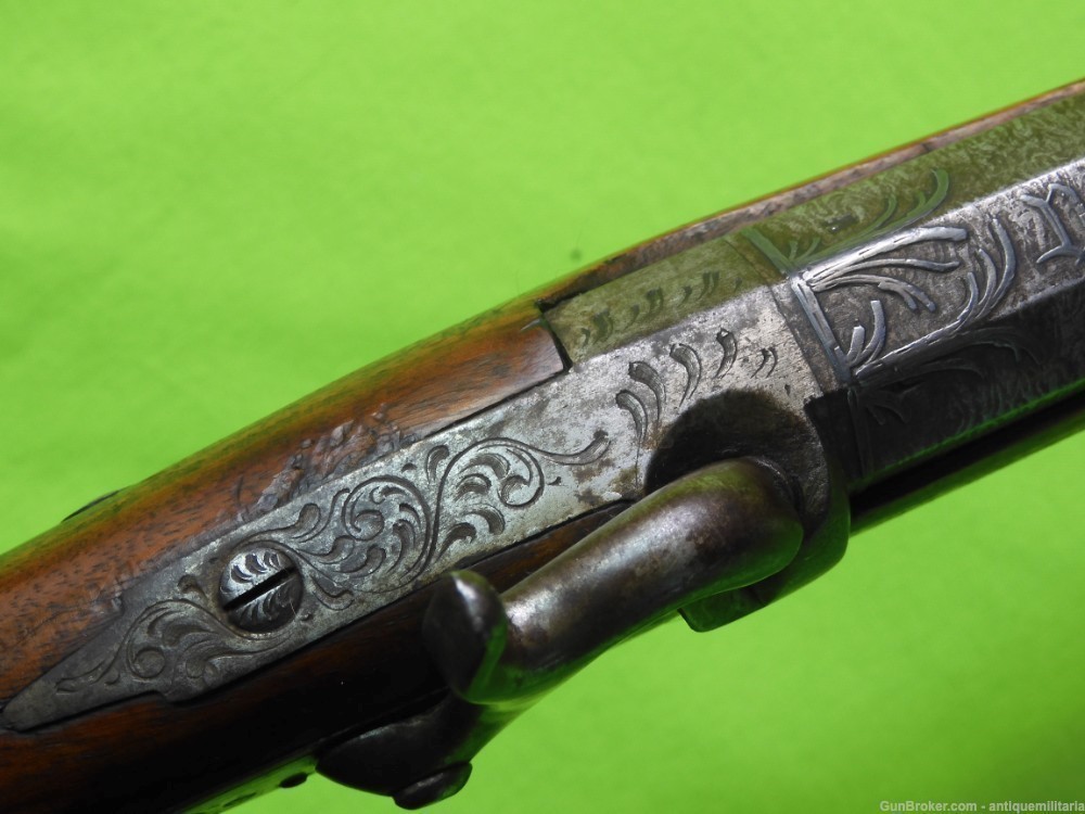 Antique French Damascus Barrel Percussion Blunderbuss Rifle-img-5