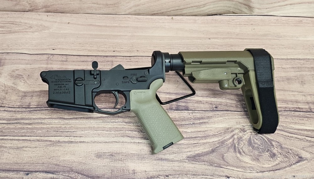 Anderson Manufacturing Complete Pistol Lower W/ FDE SBA3 Brace-img-0