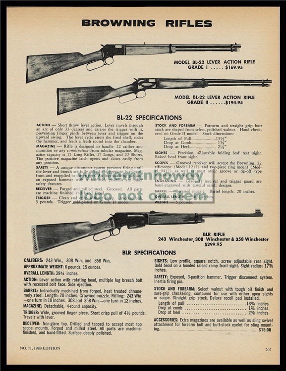 1980 BROWNING BL-22 Grade I and II...BLR Rifle PRINT AD-img-0