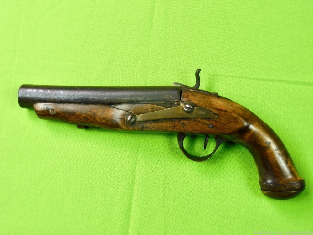 Auct Antique 19 Century Percussion Black Powder Pistol Handgun 200-img-1