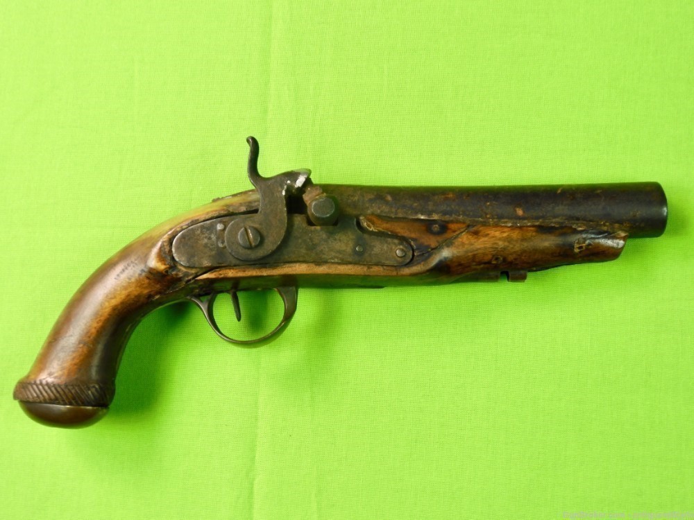 Auct Antique 19 Century Percussion Black Powder Pistol Handgun 200-img-0