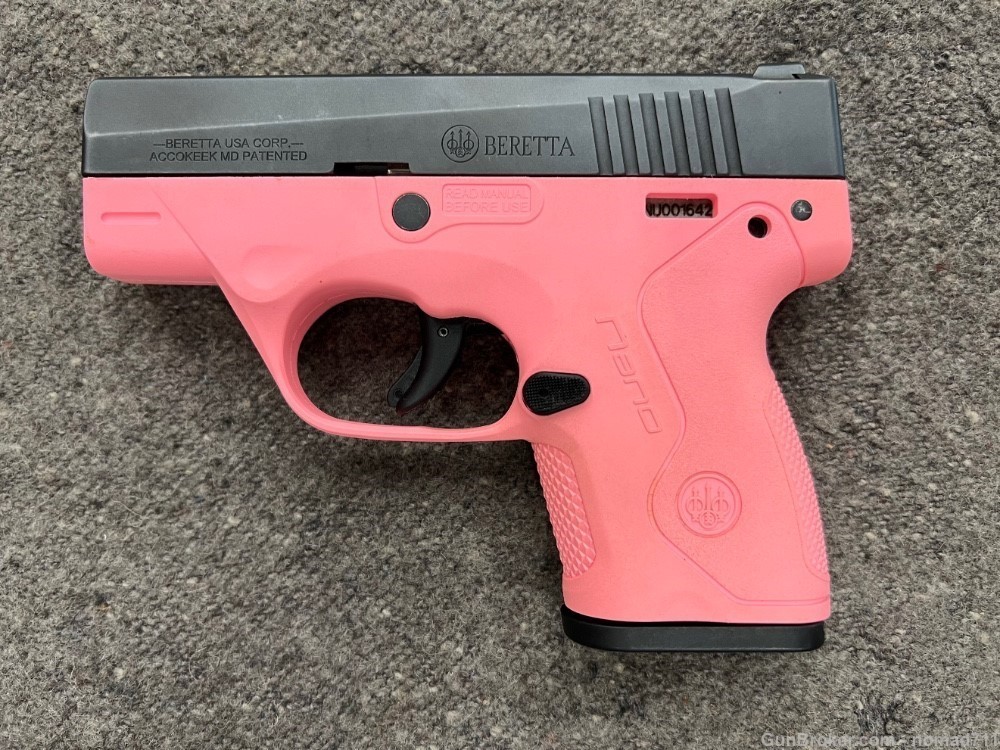 Beretta Nano, 9mm has Black and Pink Grip Frame, 2-6round mags-img-2