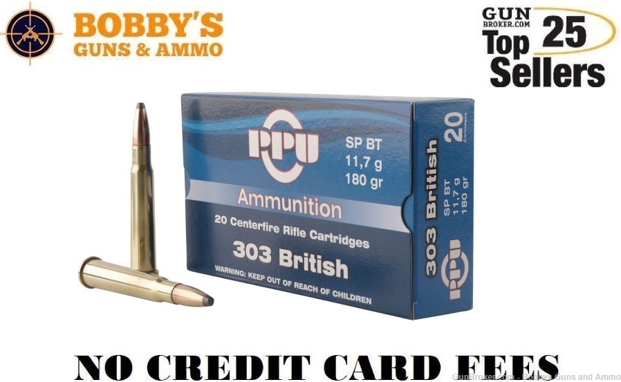 PPU PP303S2 Standard Rifle 303 British 180 gr Soft Point Boat Tail 20 -img-0