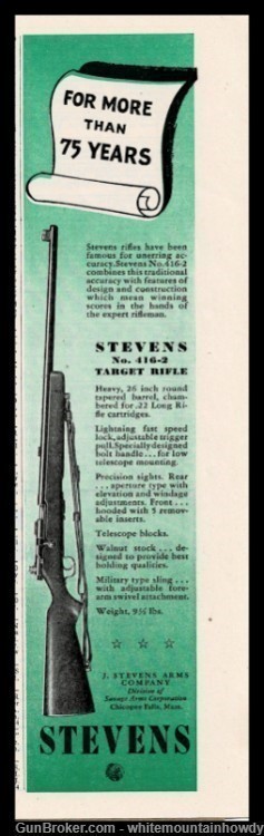 1944 STEVENS Model 4100 Target Rifle Original PRINT AD-img-0