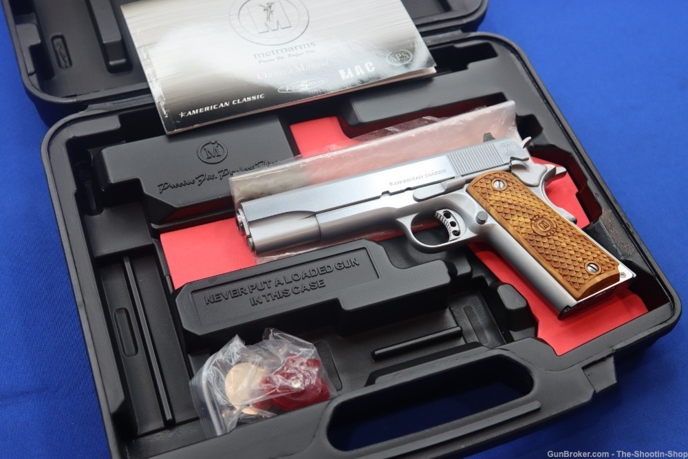 Metroarms Government Model 1911 Pistol 38 SUPER Deluxe Wood Stainless Steel-img-0