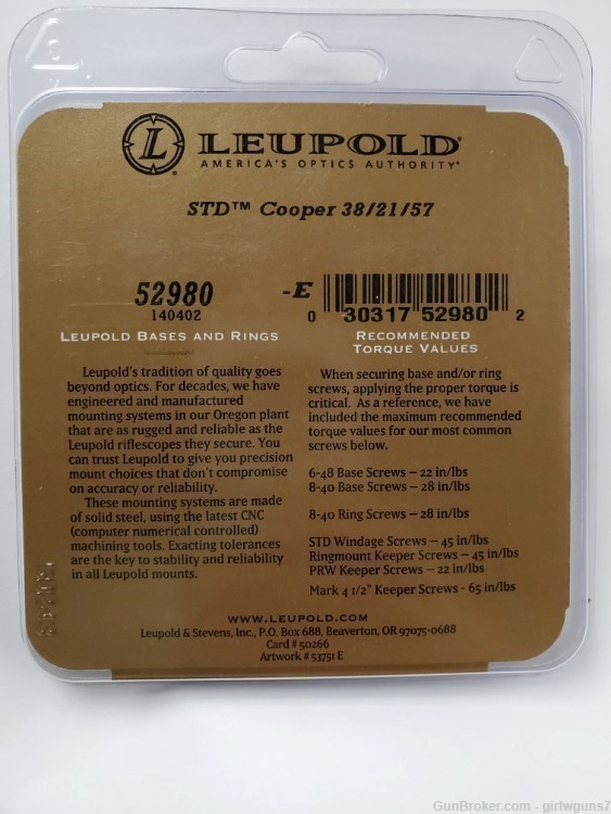 Leupold STD Base Cooper 38/21/57 Matte, 52980-img-3