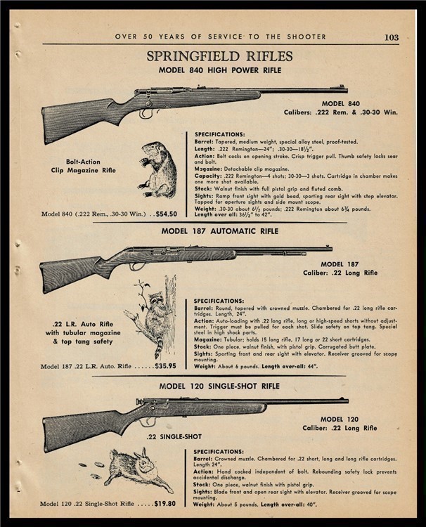 1966 SPRINGFIELD 840..187..120 Single Shot .22 Rifle PRINT AD-img-0