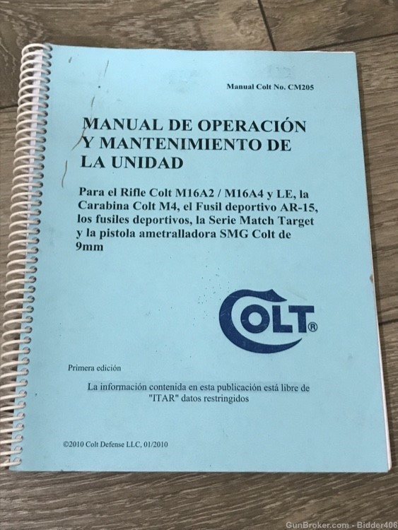 Rare Spanish colt armorers manual export m16 ar15 CM205 book -img-0