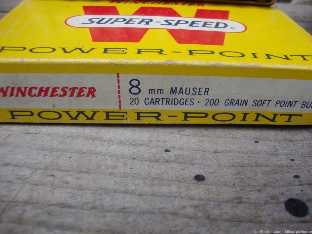 VINTAGE Box Of Winchester Power Point Super Speed 8mm Mauser Ammo-img-2