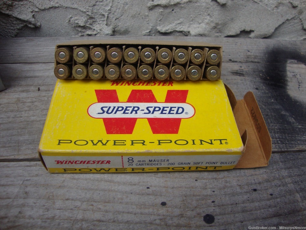 VINTAGE Box Of Winchester Power Point Super Speed 8mm Mauser Ammo-img-11