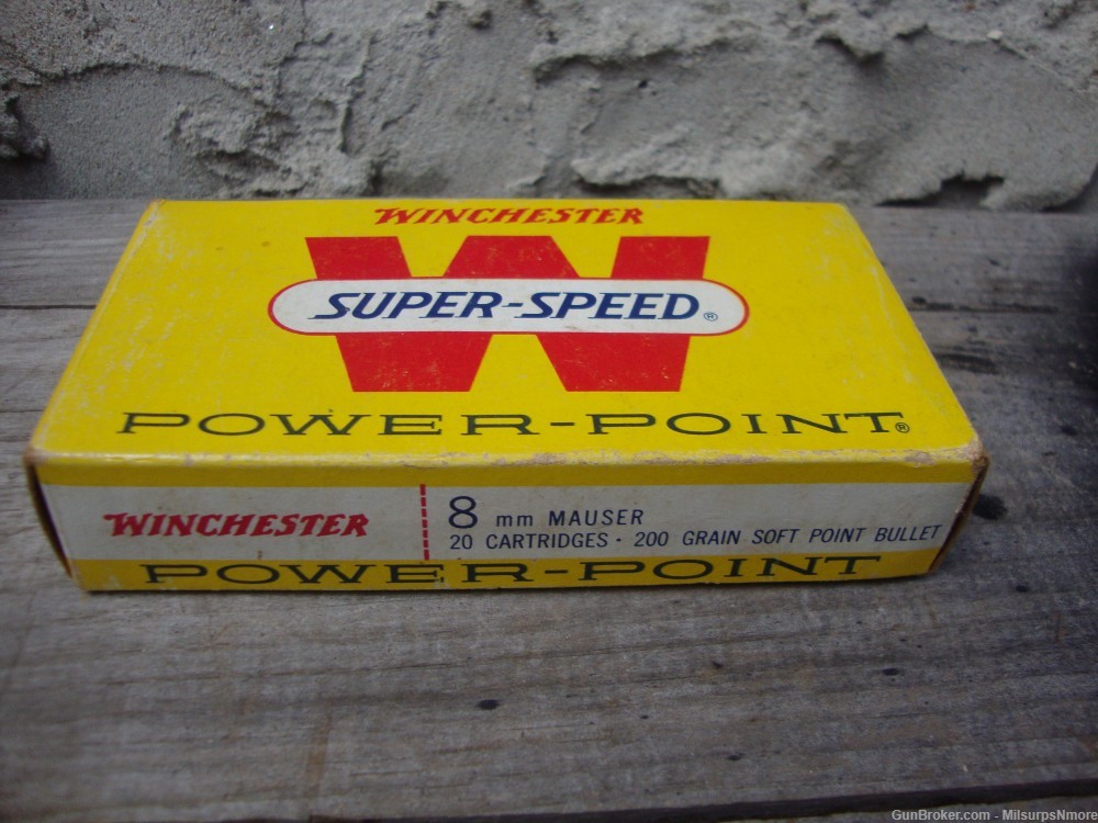 VINTAGE Box Of Winchester Power Point Super Speed 8mm Mauser Ammo-img-10