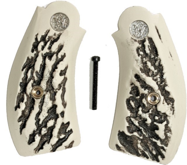 Smith & Wesson .44 DA Stag-Like Grips W Medallions-img-0