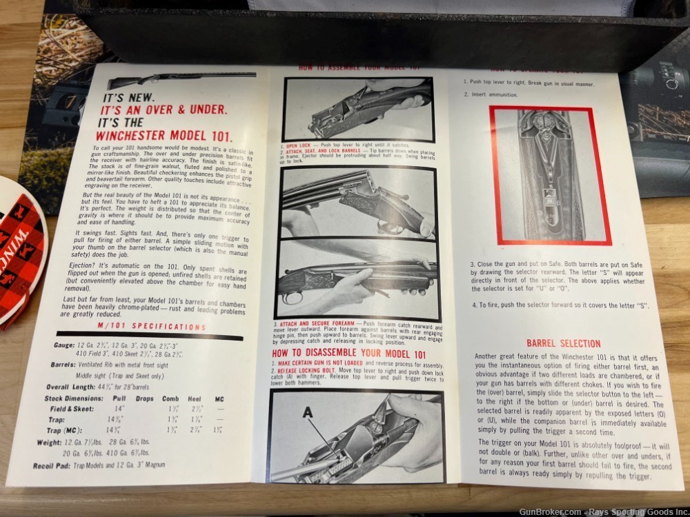 Winchester 101 information booklet and tag -img-2