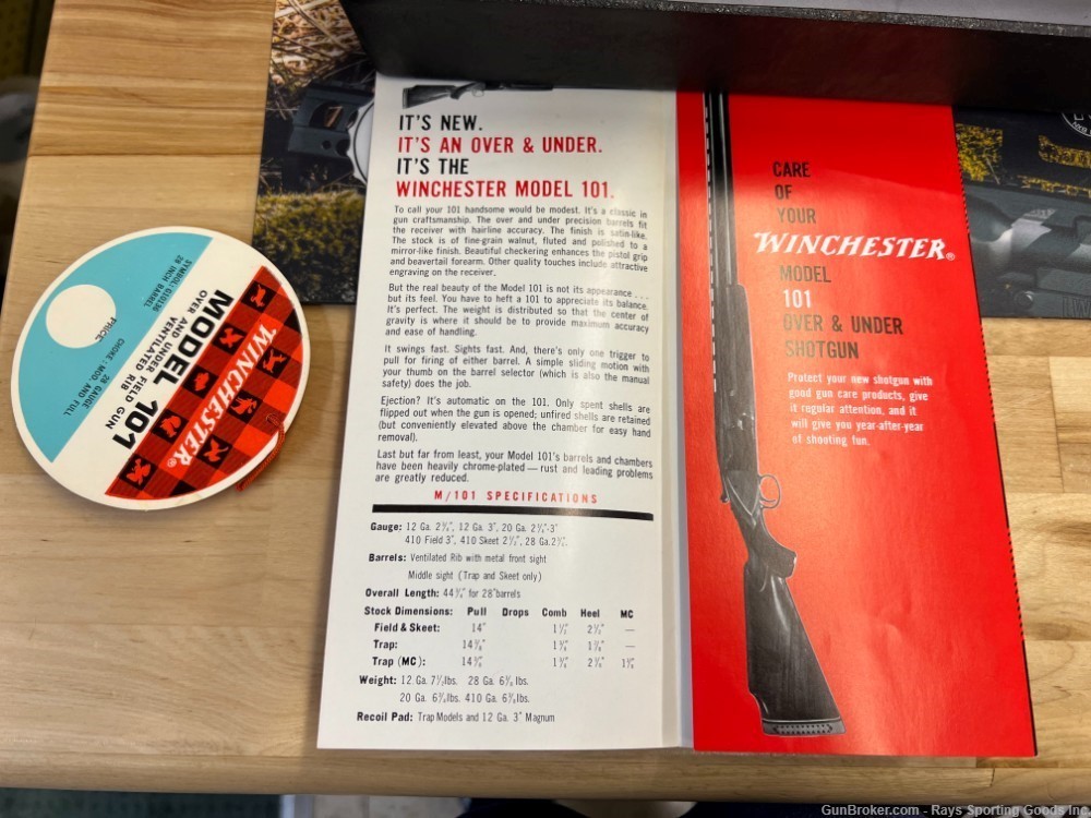 Winchester 101 information booklet and tag -img-3