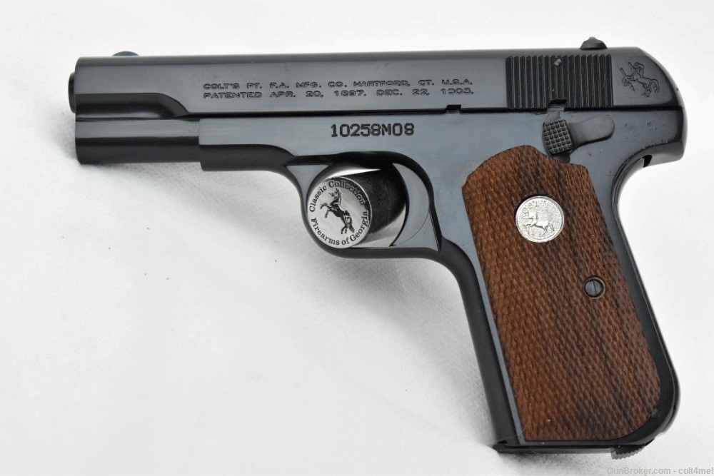 NEW Colt 1908 Semi Automatic Pistol .380 ACP BLUE w/ Genuine Ivory Grips -img-4