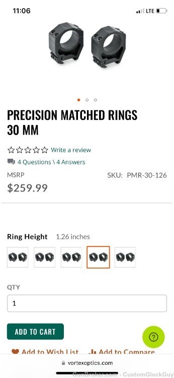 Vortex PMR Precision Series 30mm high rings PMR-30-126 875874002937-img-4