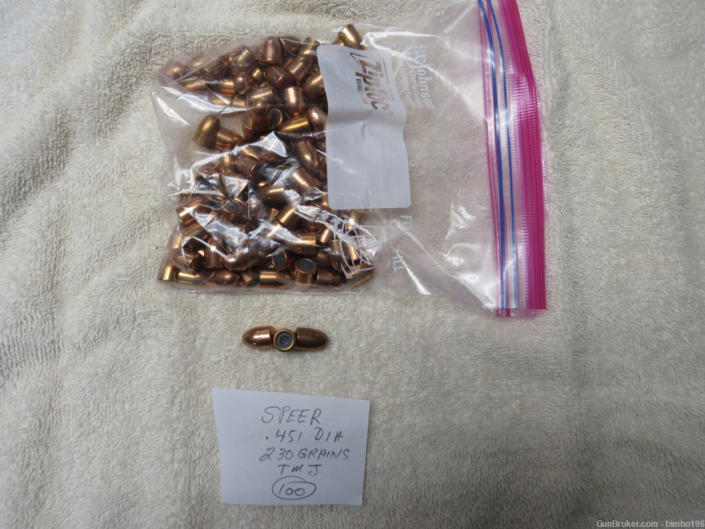 Speer TMJ Bullets .451 Diameter 230 Grains 100 Count-img-0