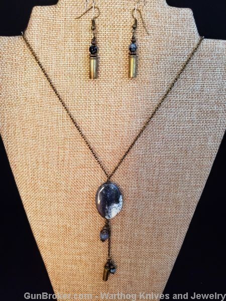 Bullets,Crystals & Bling Necklace & Earrings.Handmade-1 of 1.NE26.*REDUCED*-img-0