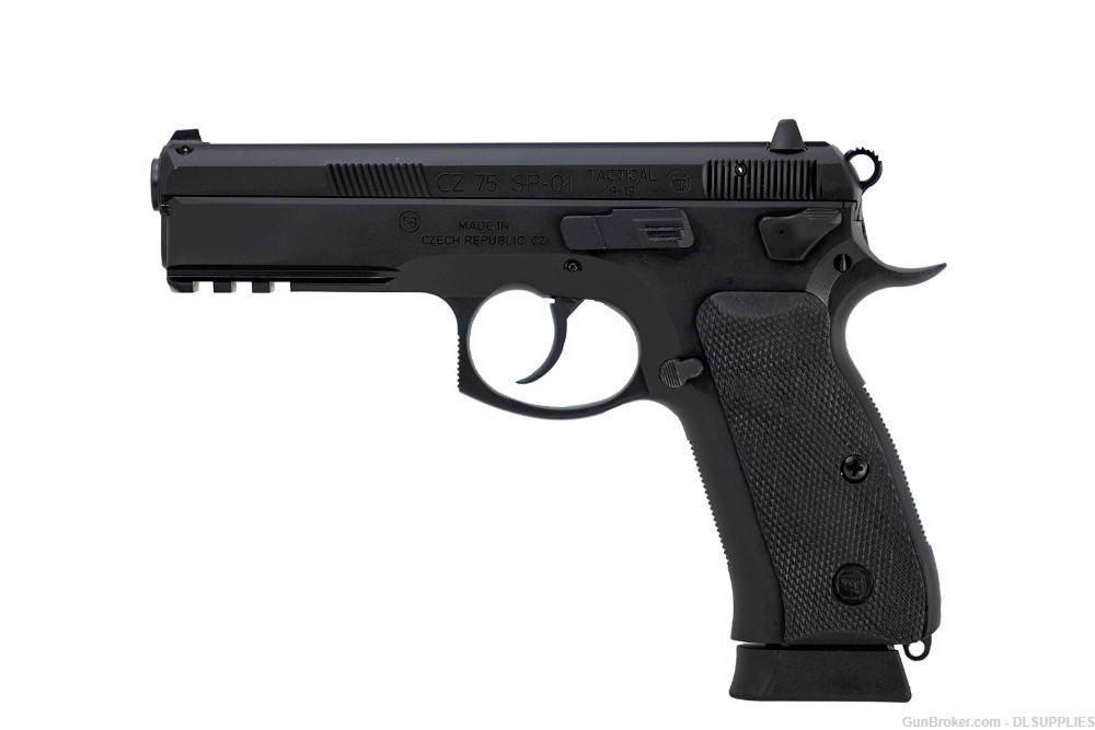 CZ USA 75 SP-01 TACTICAL BLACK POLYCOAT FINISH DECOCKER (2) MAGS 4.6" 9MM-img-0