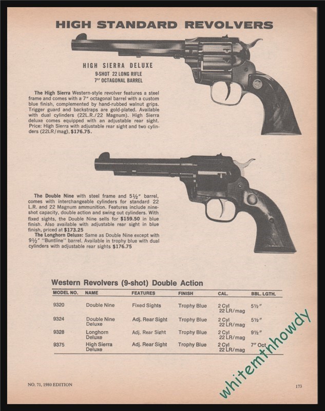 1980 HIGH STANDARD High Sierra Deluxe, Double 9 Revolver PRINT AD-img-0