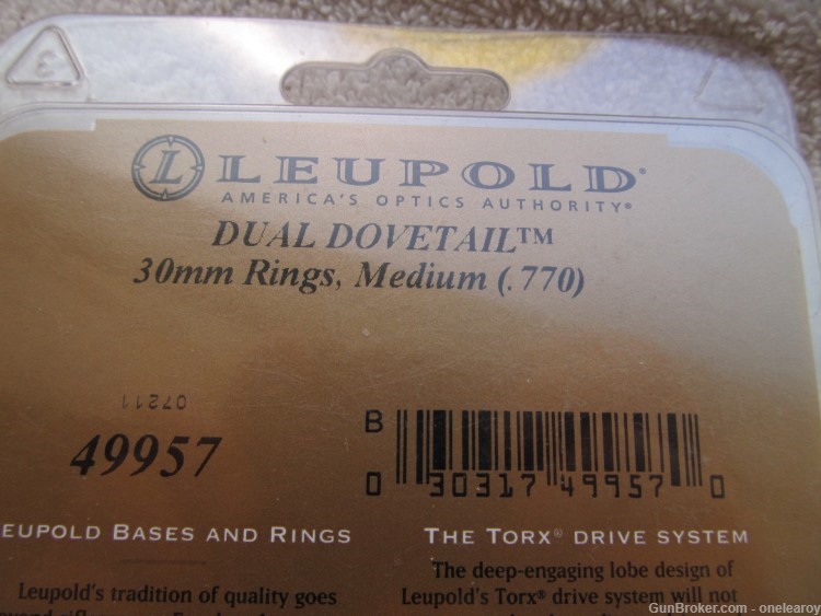Leupold #49957 Dual Dovetail 30mm Med. Rings-img-1