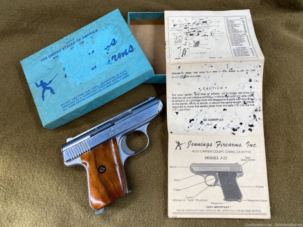 Jennings Firearms MODEL J-22 Vintage Pistol w/ Original Box - 2.5" Barrel-img-2