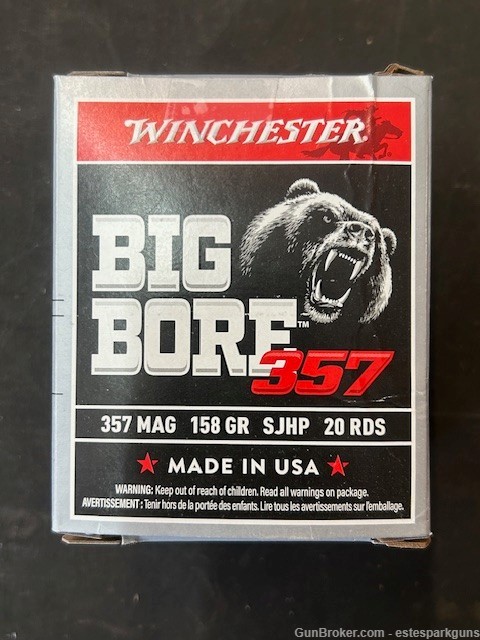 WINCHESTER BIG BORE 357 MAG 158GR. SJHP X357MBB 20 Rounds-img-0