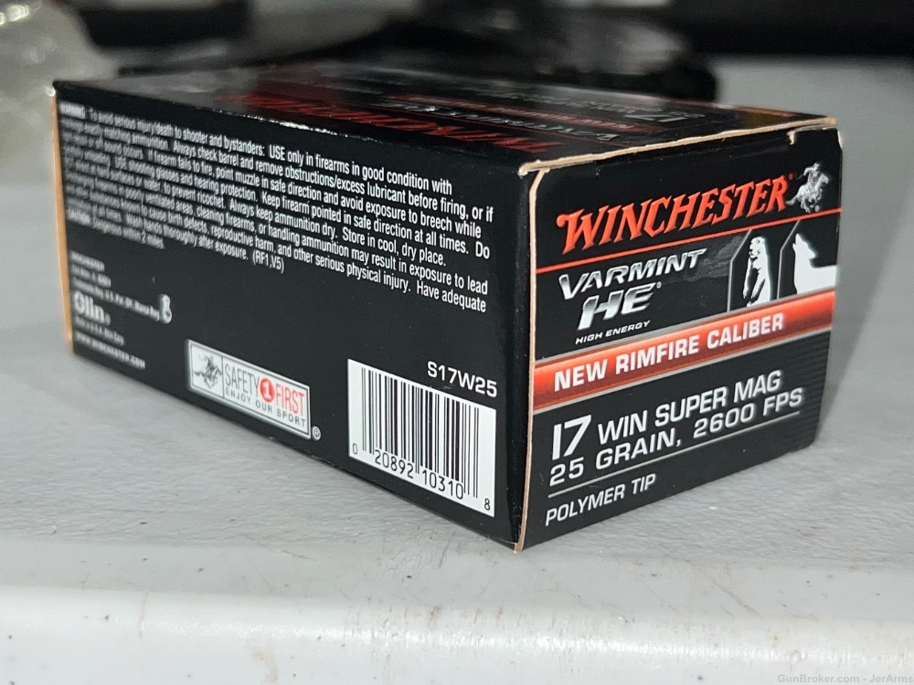 50 Rounds Winchester 17 WSM 25gr Poly Tip S17W25-img-1