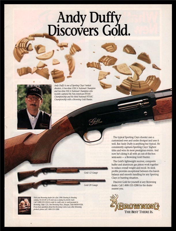 1996 BROWNING Gold 12 & 20 gauge Shotgun PRINT AD-img-0