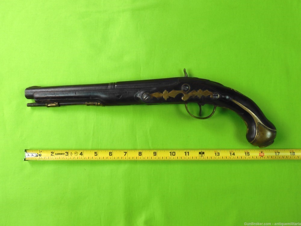 Antique British English Revolutionary War Percussion Pistol Handgun-img-16