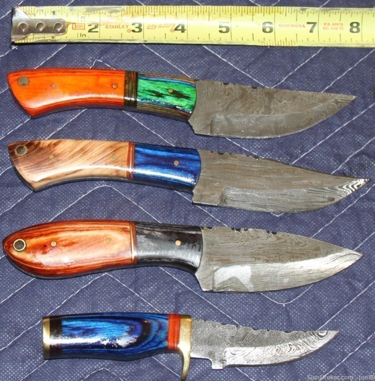 4 CUSTOM HAND MADE DAMASCUS HUNTING KNIVES MT760-img-0