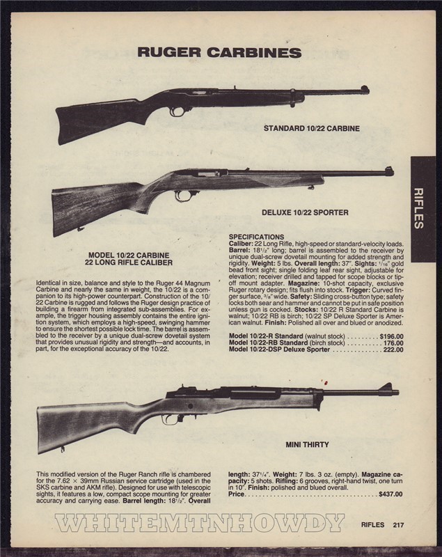 1989 RUGER 10/22 Carbine, Sport Carbine AD-img-0
