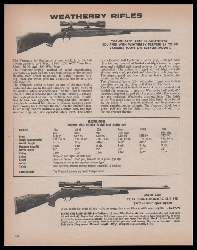 1980 WEATHERBY Vanguard, Mark XXII Rifle Print AD-img-0