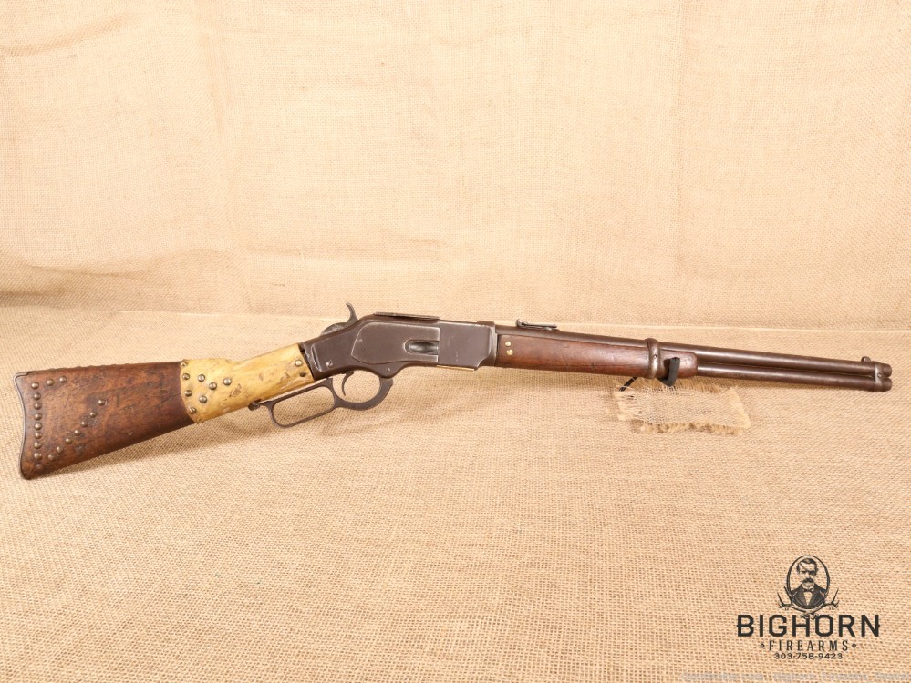 Winchester Model 1873, Third Model 20" lever-action Carbine, Indian Repairs-img-1