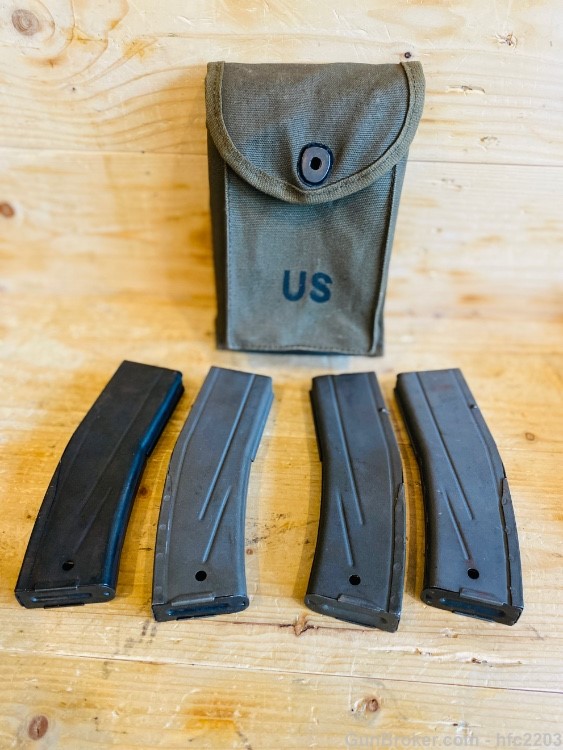 (4) M1 .30 CARBINE 30 ROUND VIETNAM ERA mags with Period Mag Pouch "J" mark-img-13