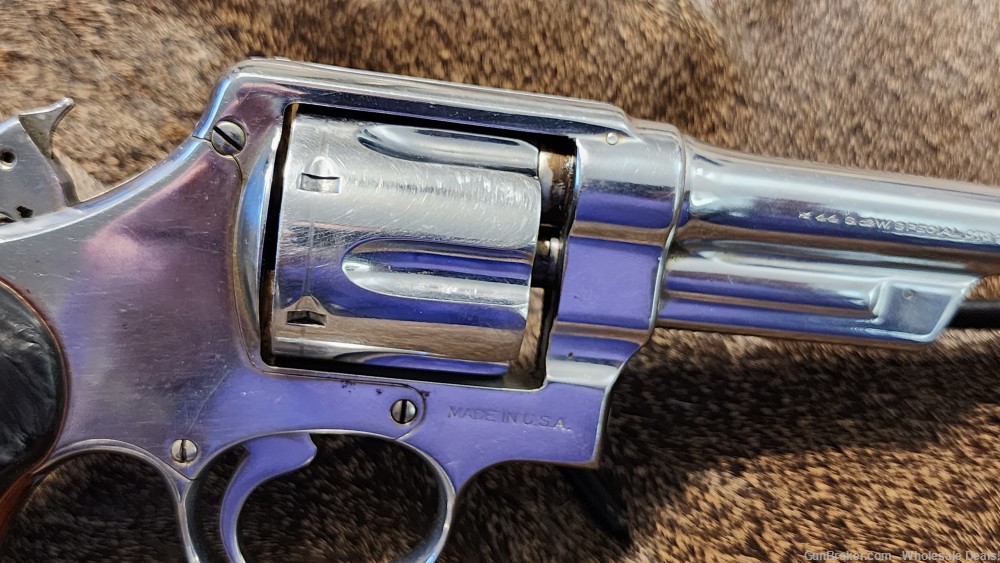 Smith&Wesson 44 spl 44spl Hand Ejector 3rd Model Nickel 5" DA/SA Revolver-img-0